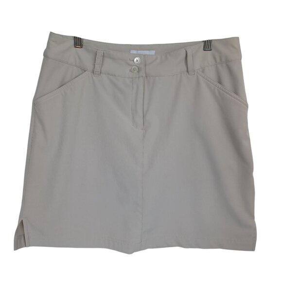 Callaway Golf Skort Beige Neutral Zip Front Skirt Built In Under Shorts Womens 8 - Picture 1 of 10